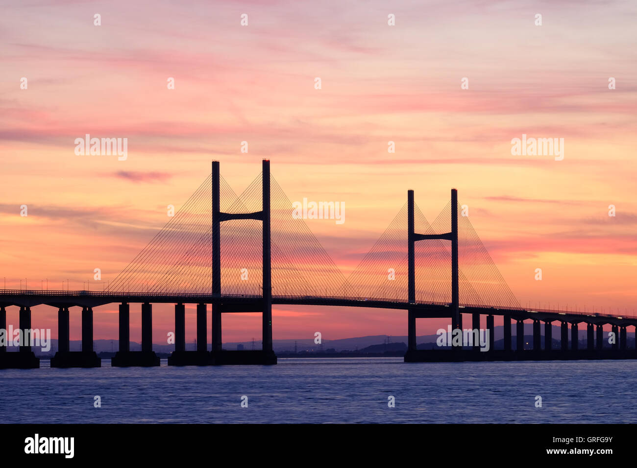 The Second Severn Crossing, a cable-stayed bridge built in 1995 to carry the M4 motorway across the Severn Estuary in the UK Stock Photo