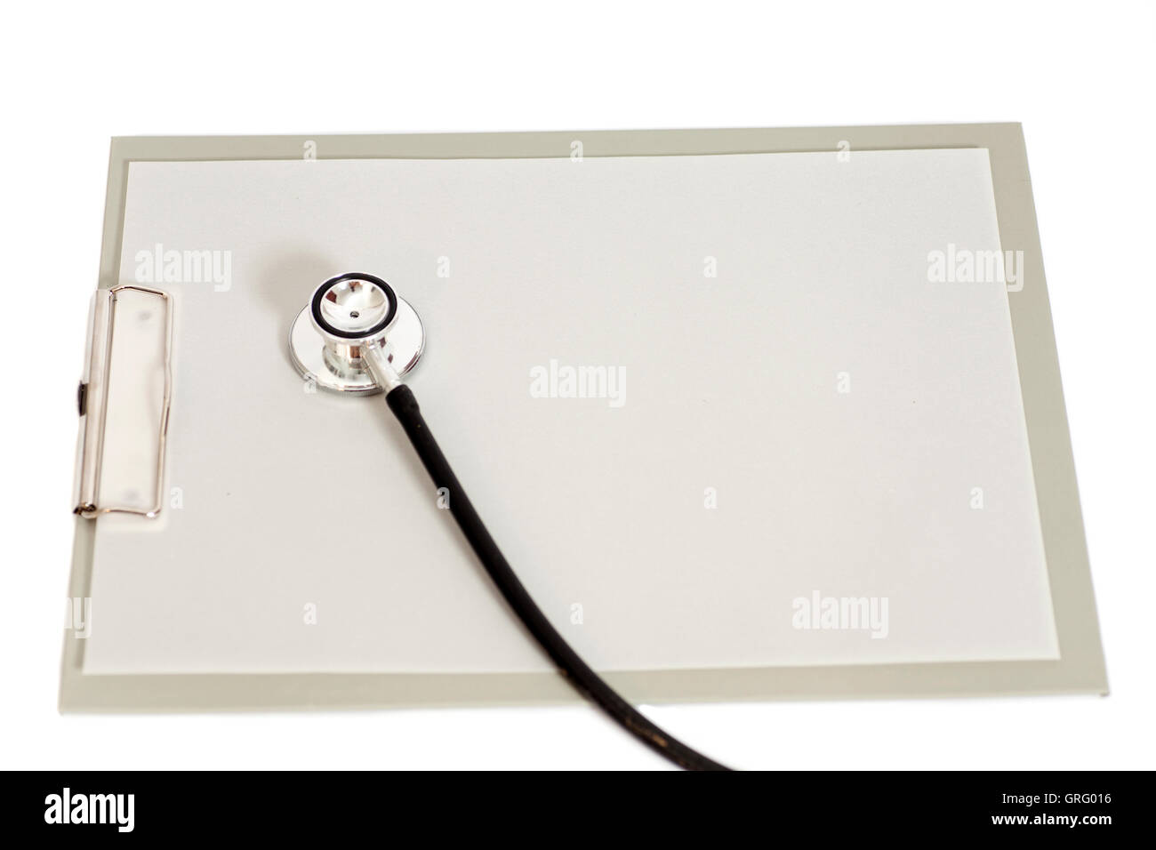Blank clipboard with stethoscope isolated on white background Stock ...