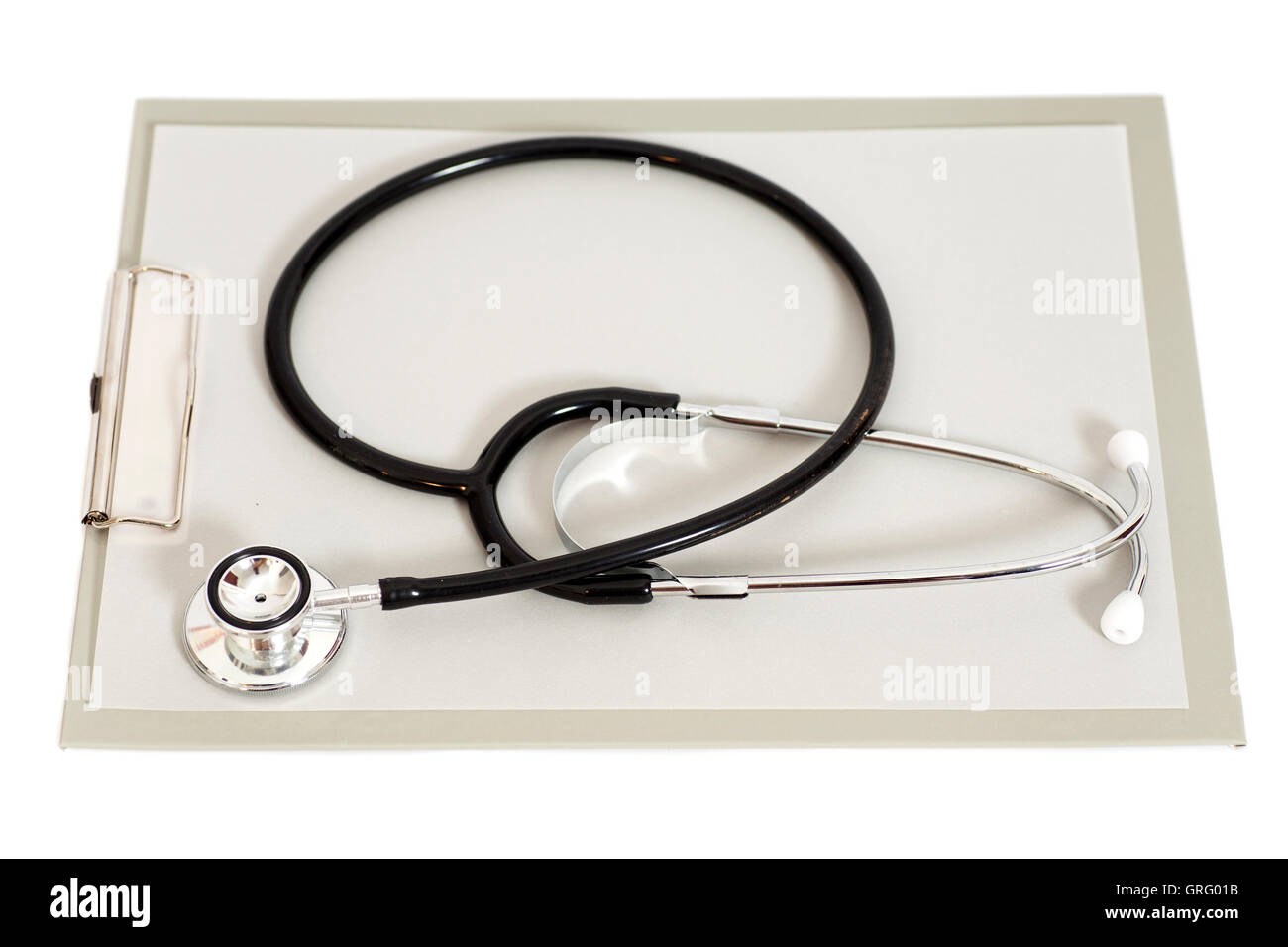 Blank clipboard with stethoscope isolated on white background Stock ...