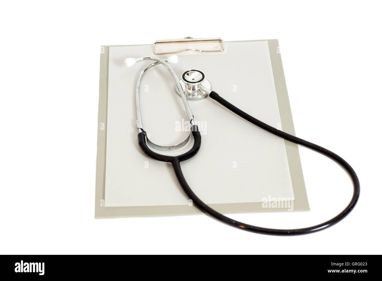 Blank clipboard with stethoscope isolated on white background Stock ...