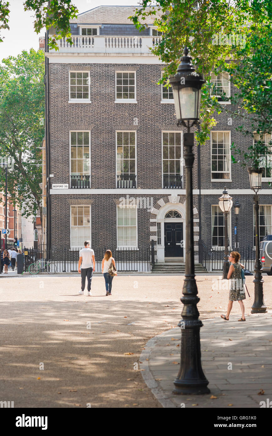 Bedford Square London, view of a terraced house at the eastern