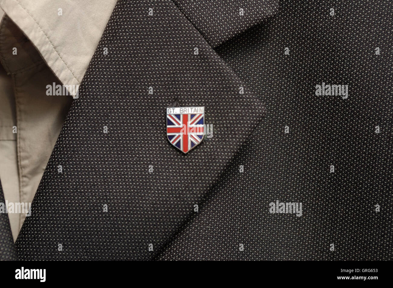 Suit Lapel with Union flag pin badge Stock Photo: 117755375 - Alamy