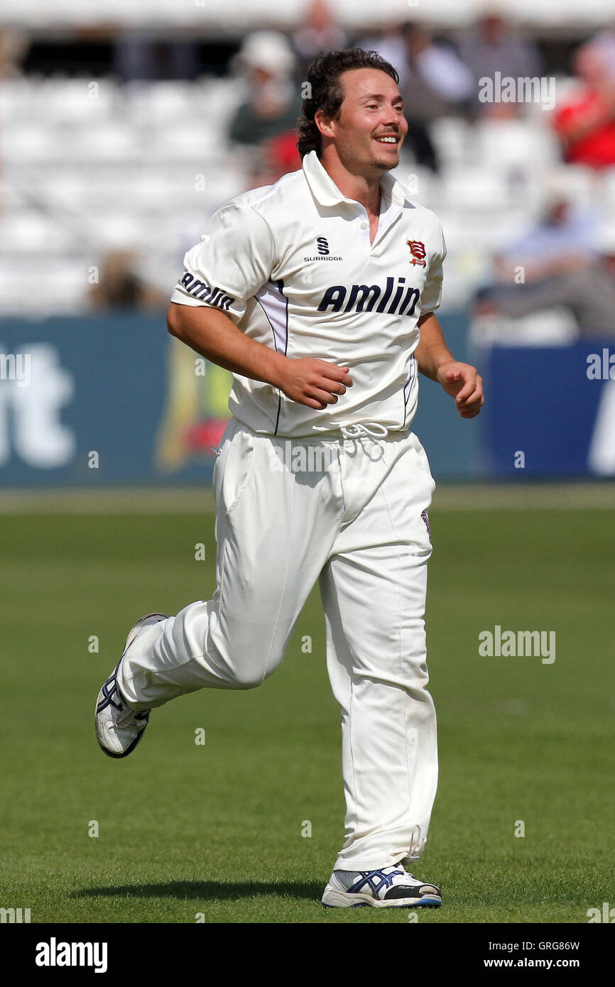Graham Napier of Essex celebrates the wicket of Luke Sutton - Essex CCC vs Derbyshire CCC - LV County Championship Division Two Cricket at the Ford County Ground, Chelmsford - 24/08/11 Stock Photo