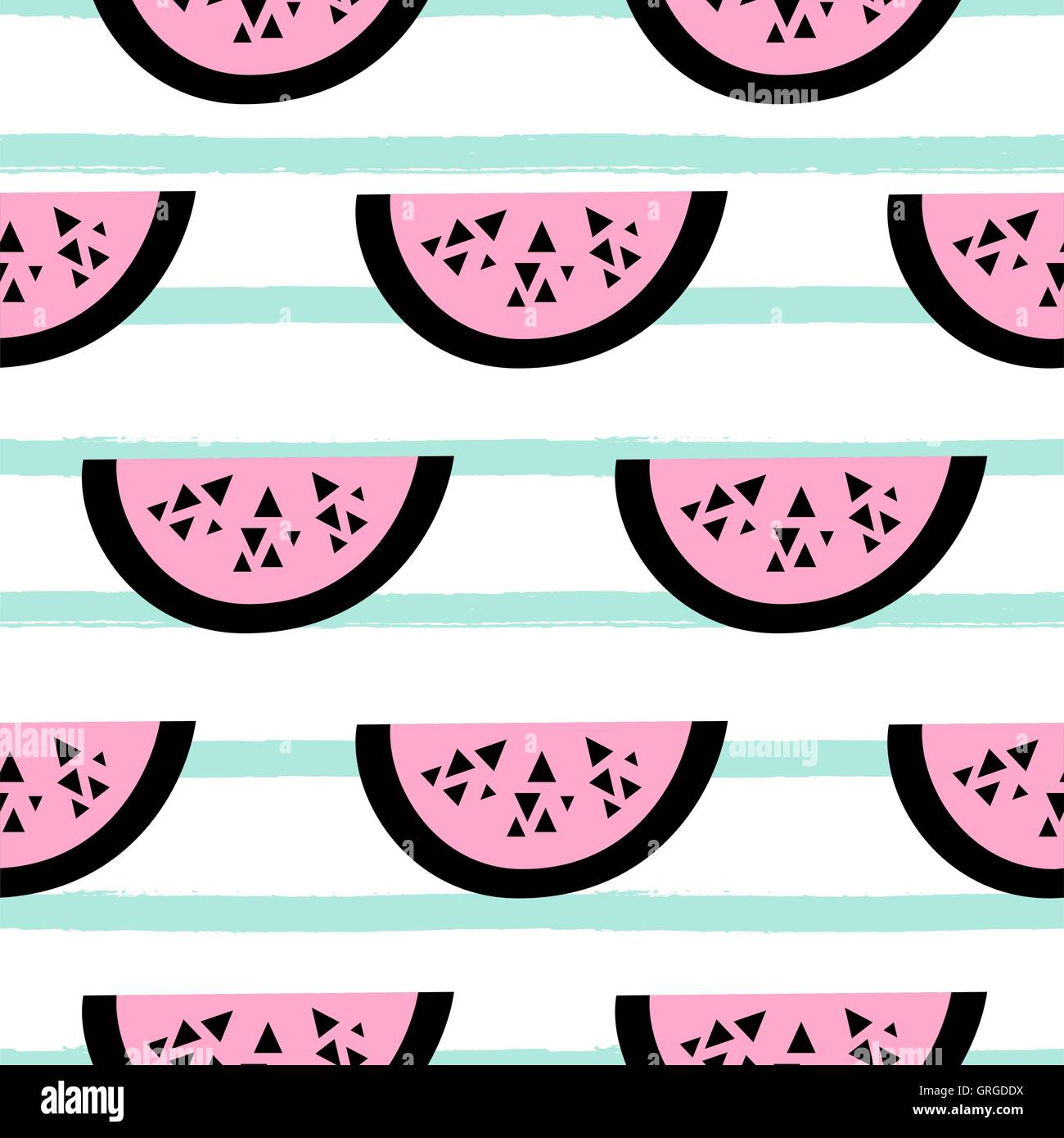 Seamless repeating pattern with watermelon slices on light blue and ...