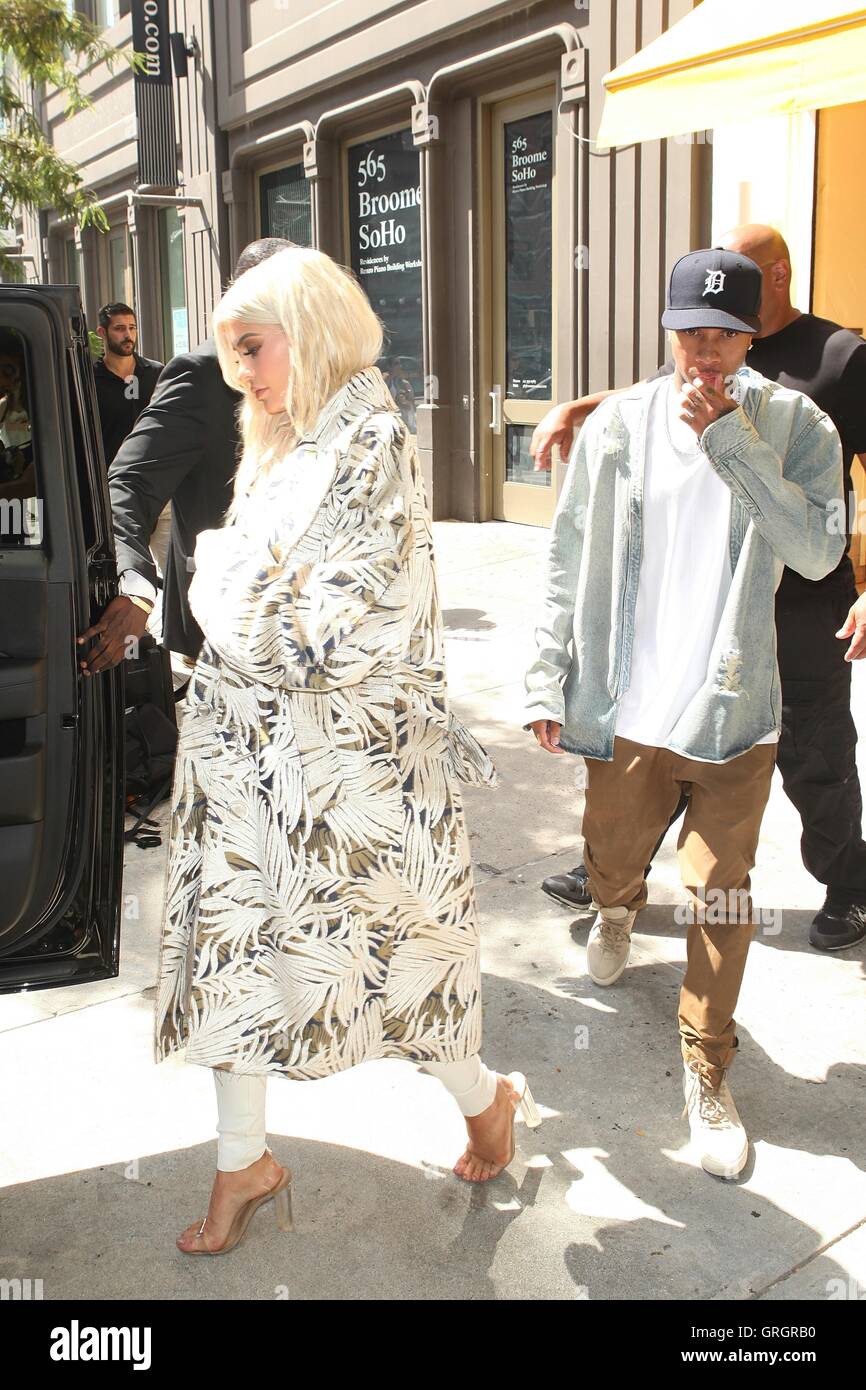 NEW YORK, NY - September 7: Kylie Jenner and Tyga  seen leaving Cipriani Soho on September 7, 2016 in New York City. Credit: DC/Media Punch Stock Photo