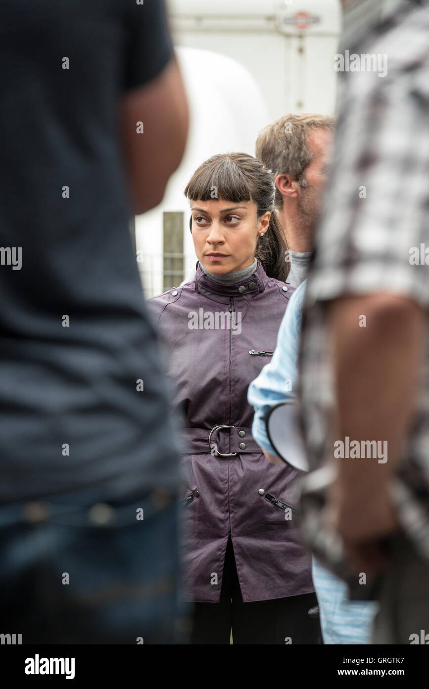 Actor Hannah JohnKamen double, standin on set "Ready Player One