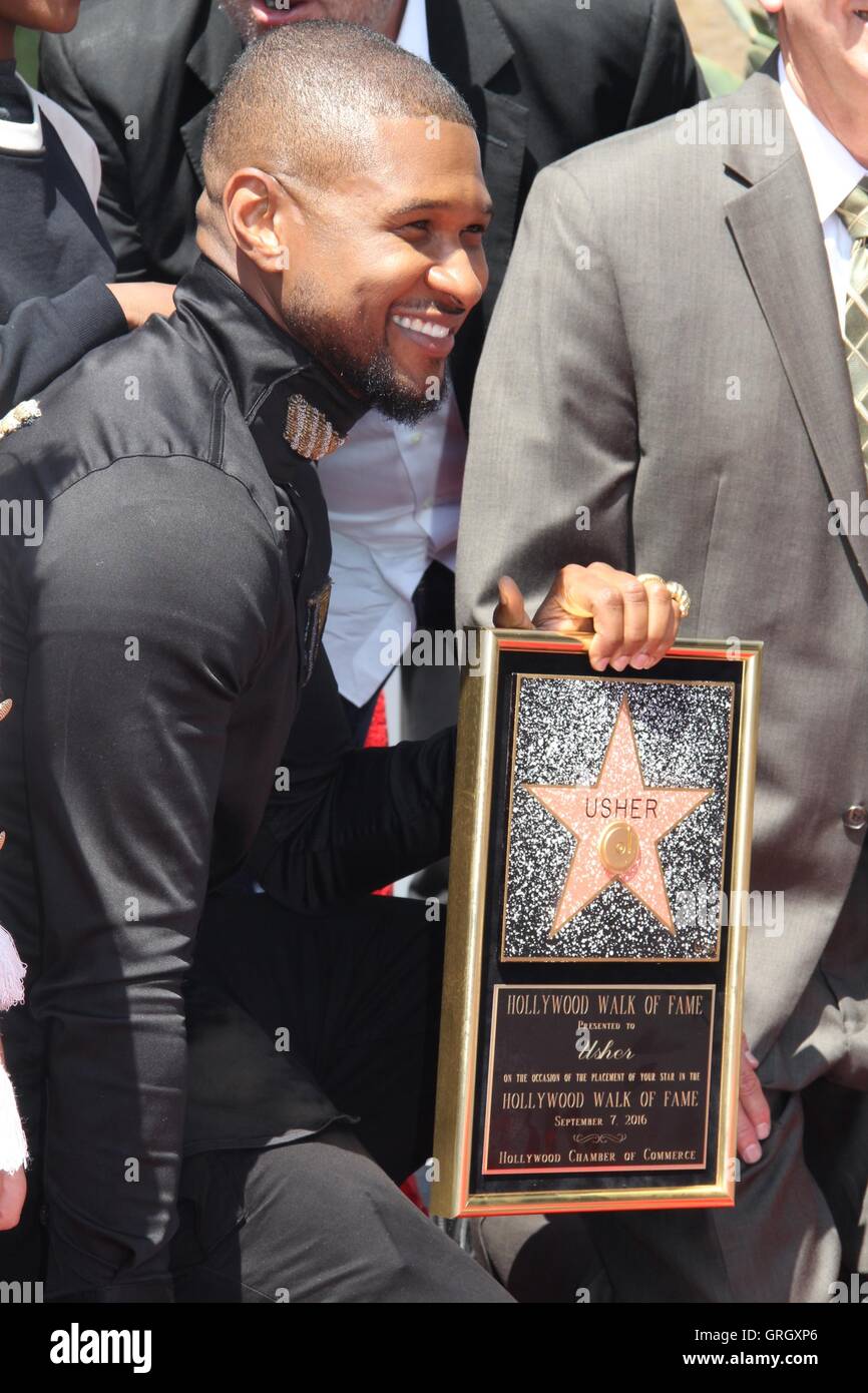 Hollywood, California, USA. 7th Sep, 2016. I15848CHW.USHER Honored With Star On The Hollywood Walk Of Fame .6201 Hollywood Boulevard, Hollywood, CA.09/07/2016.USHER . © Clinton H.Wallace/Photomundo International/ Photos Inc Credit:  Clinton Wallace/Globe Photos/ZUMA Wire/Alamy Live News Stock Photo