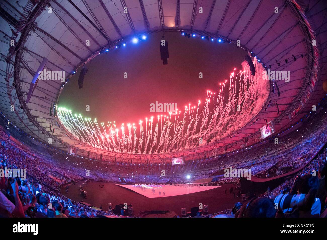 Rio De Janeiro, Brazil. 7th September, 2016.  Opening Ceremonies of the 2016 Paralympic Games held in Maranaca Stadium where over 4,000 athletes will compete for 12 days of Paralympic sports. Credit:  Bob Daemmrich/Alamy Live News Stock Photo