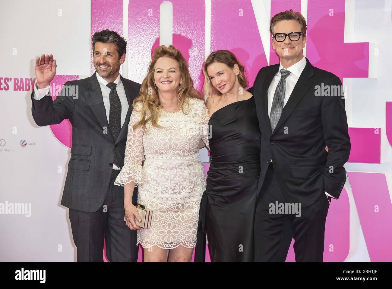 Berlin, Germany. 07th Sep, 2016. Patrick Dempsey, Sharon Maguire Regisseurin, Renee Zellweger and Colin Firth at the Premiere of 'Bridget Jones' Baby in Berlin. /on 7th of September 2016. | usage worldwide © dpa/Alamy Live News Stock Photo