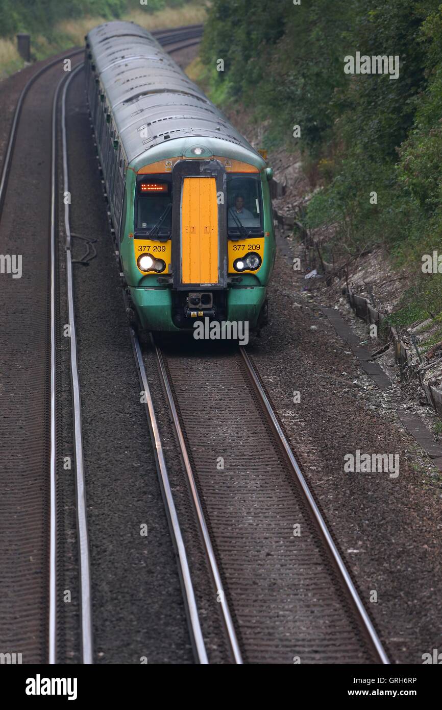 Southern Train traveling on the London to Brighton line on the first ...