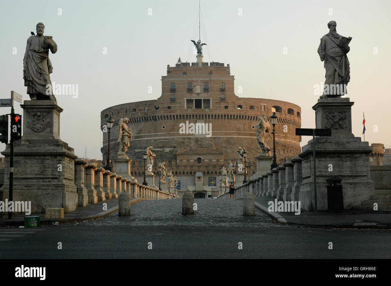 Rome, The Mausoleum of Hadrian, known as Castel Sant'Angelo at dawn ...