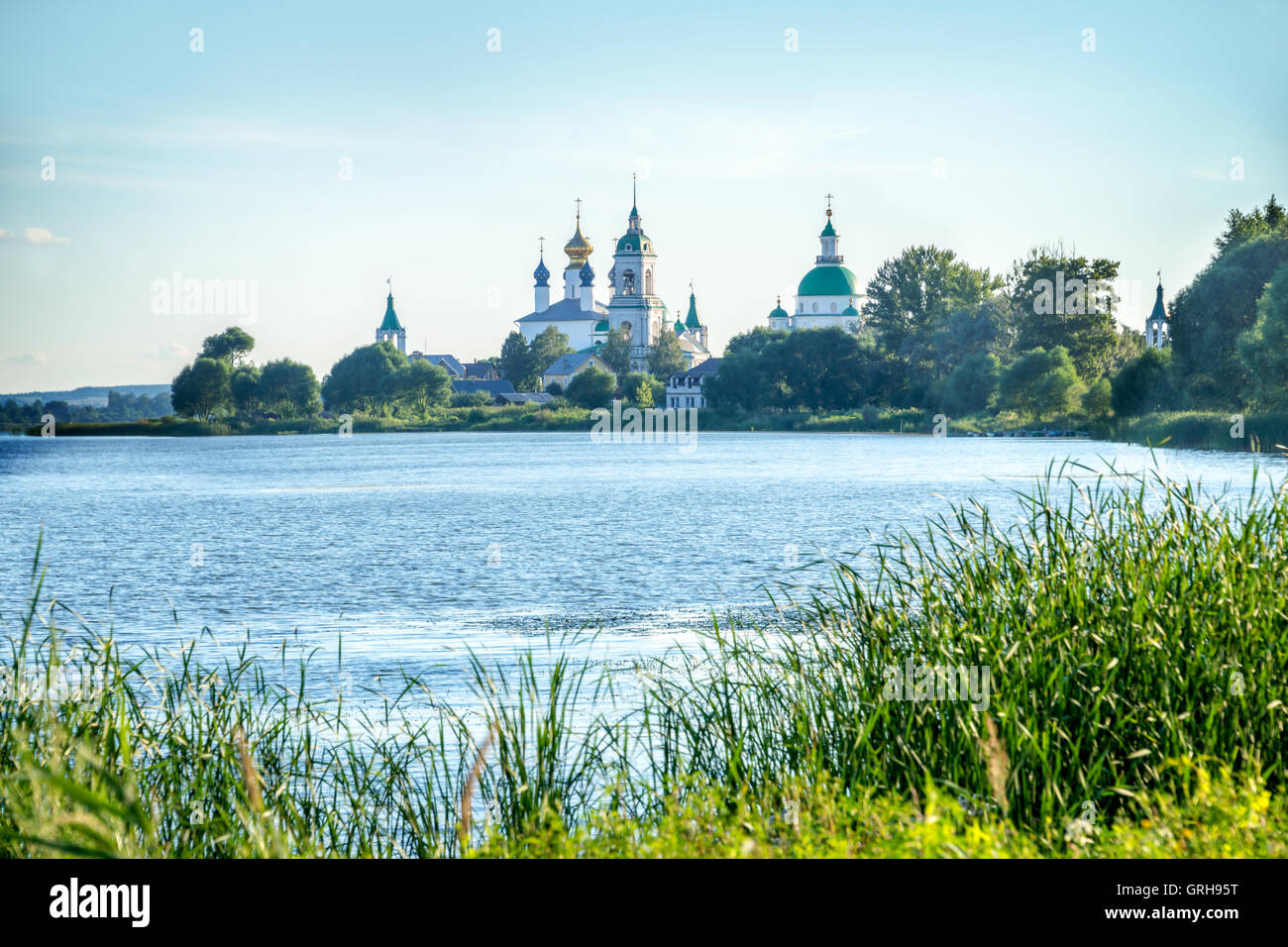 Lake Nero and monastery of St.Jacob Saviour, Rostov, Golden ring, Russia Stock Photo