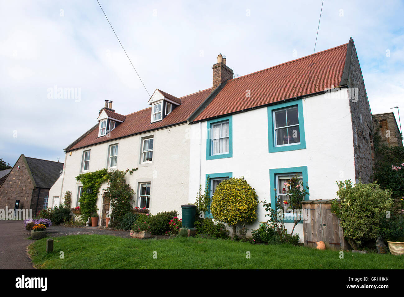 Cottages in Lindisfarne, Holy Island Northumberland England UK Stock