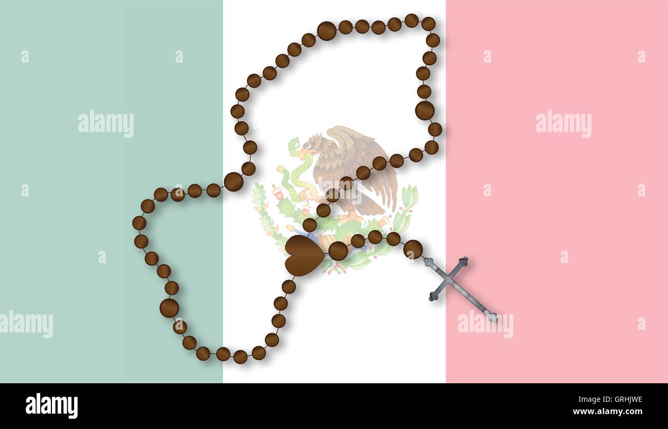 Rosary With Mexican Flag Stock Vector