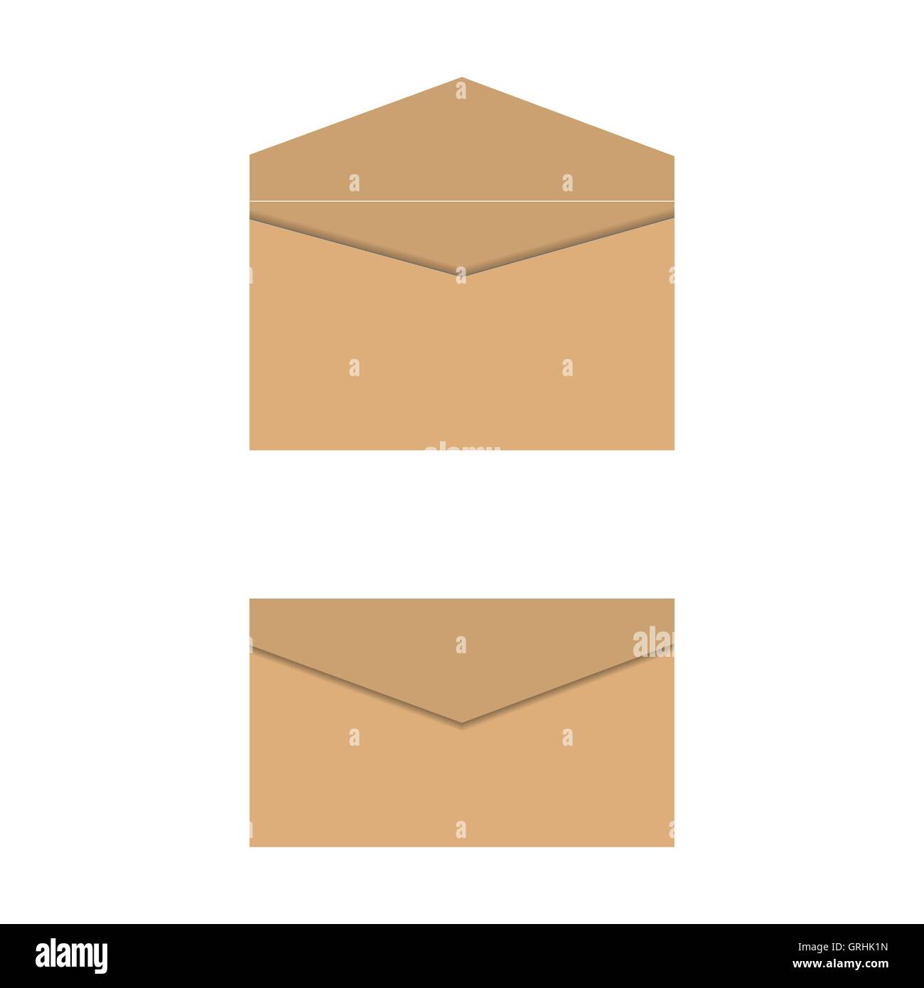Yellow paper envelopes, vector illustration. Stock Vector