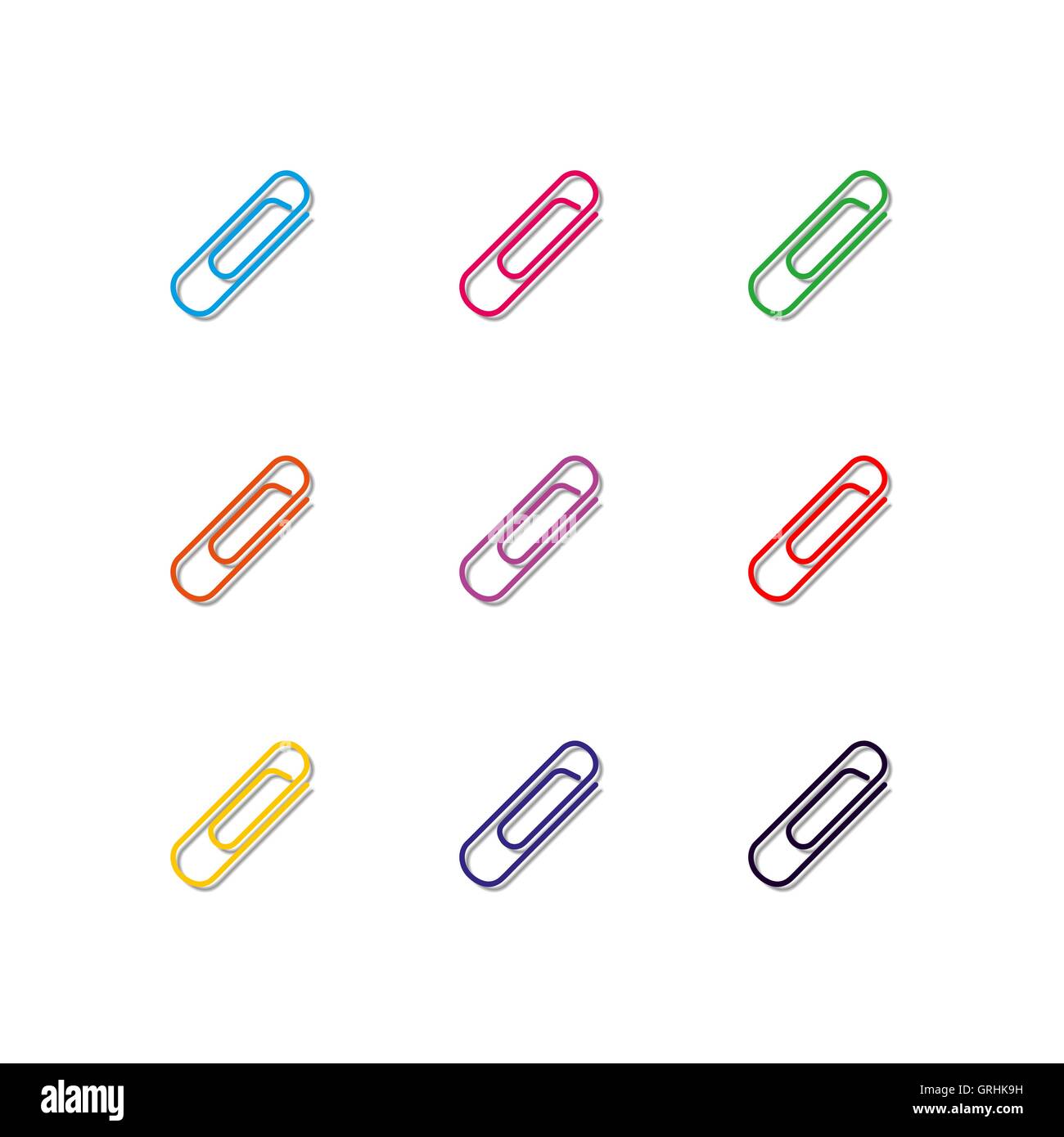 Set of multicolored paper clips, vector illustration Stock Vector Image
