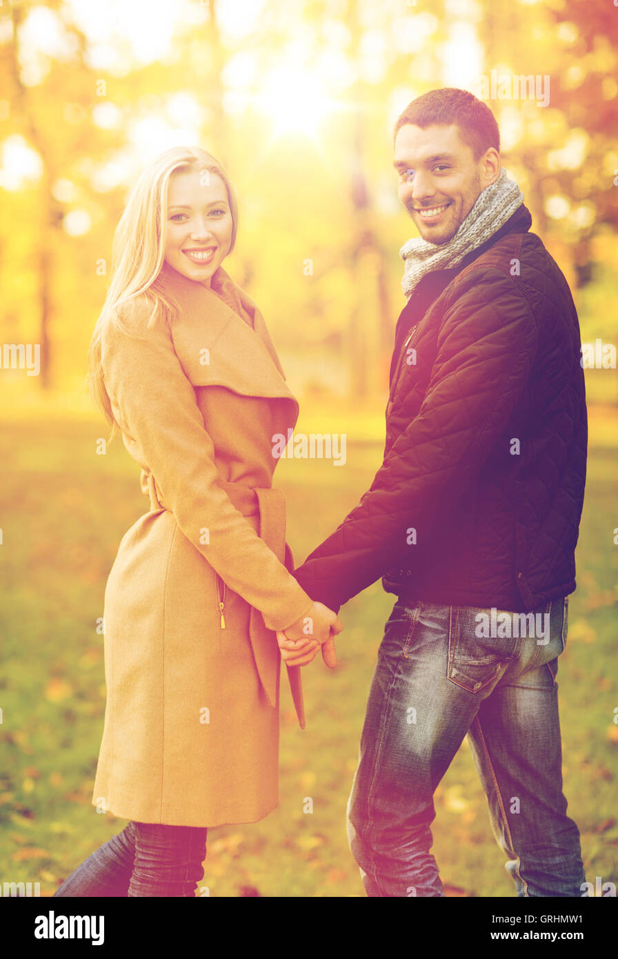 romantic couple in the autumn park Stock Photo - Alamy