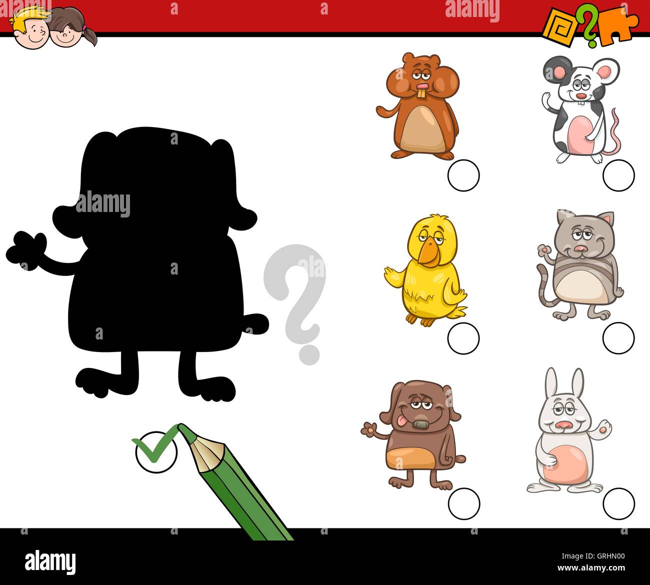 Cartoon Illustration of Educational Shadow Activity Task for Children ...