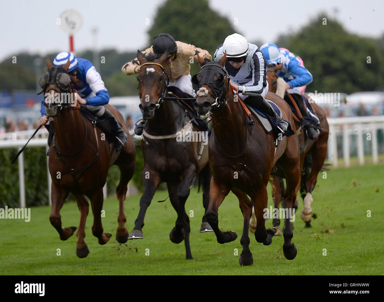 Phosphorescence ridden by Joseph O'Brien (right) wins the Clipper Logistics Leger Legends Classified Stakes during day one of the 2016 Ladbrokes St Leger Festival at Doncaster Racecourse, Doncaster. Stock Photo