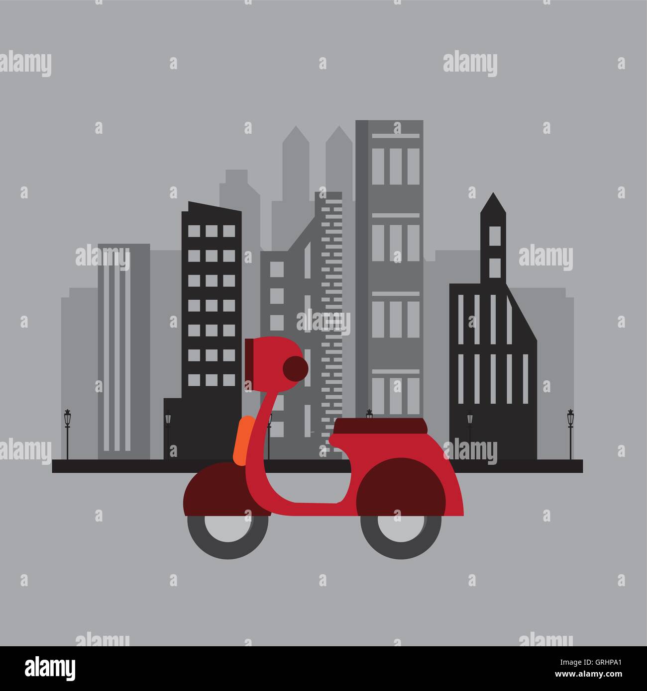 scooter and city buildings Stock Vector Image & Art - Alamy