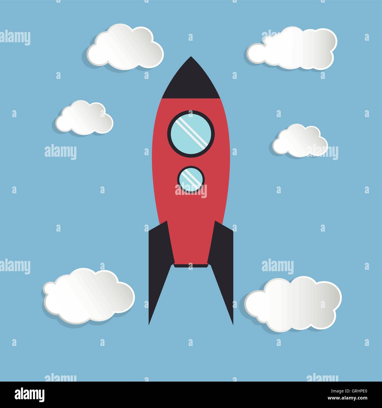 single rocket icon and clouds Stock Vector Image & Art - Alamy
