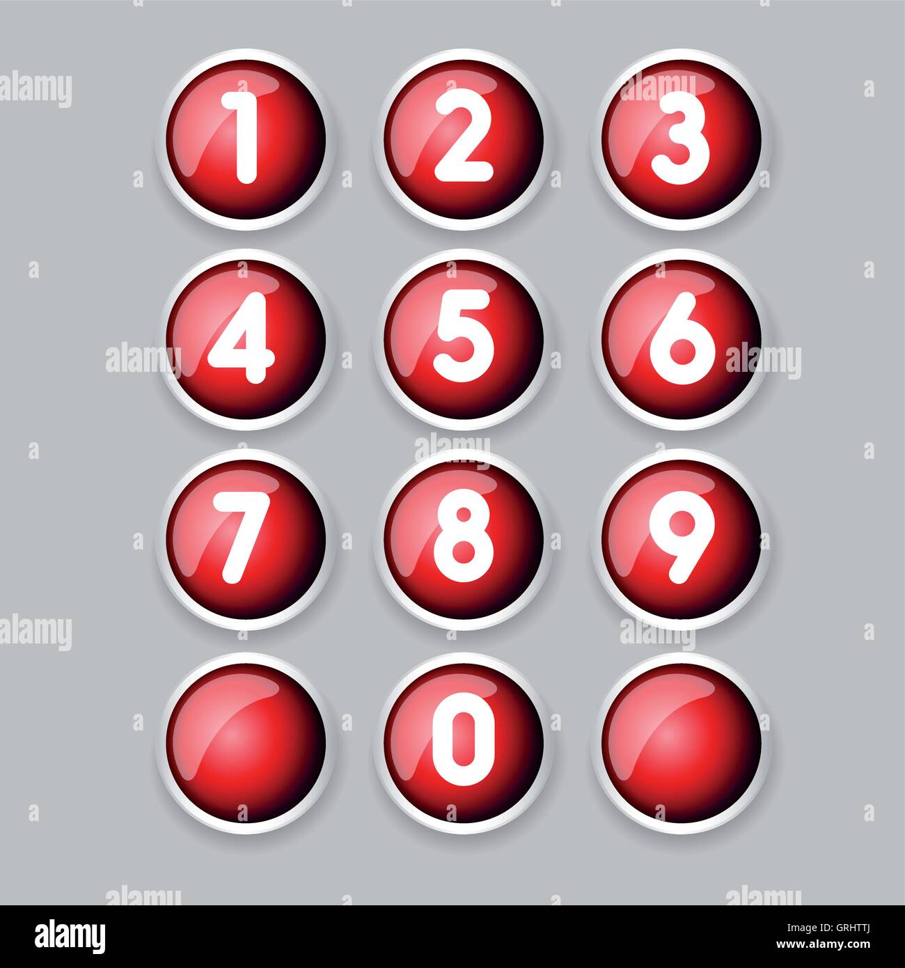 Red button number set vector Stock Vector