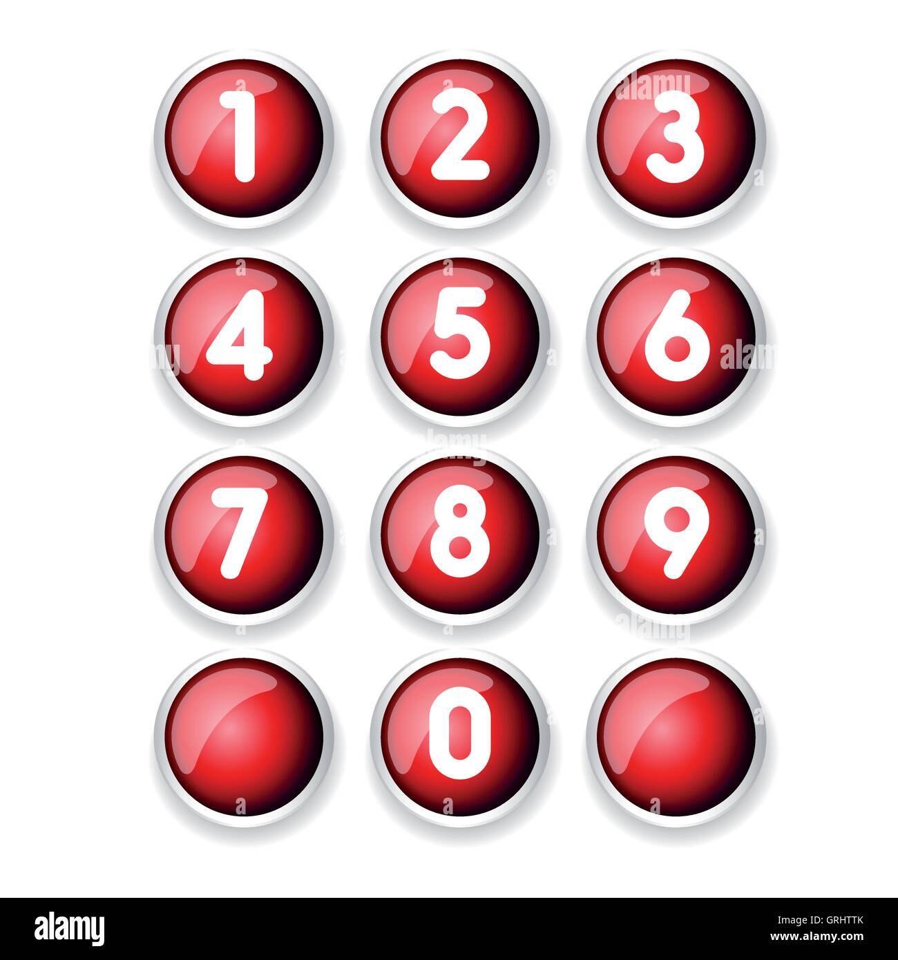Red button number set vector Stock Vector