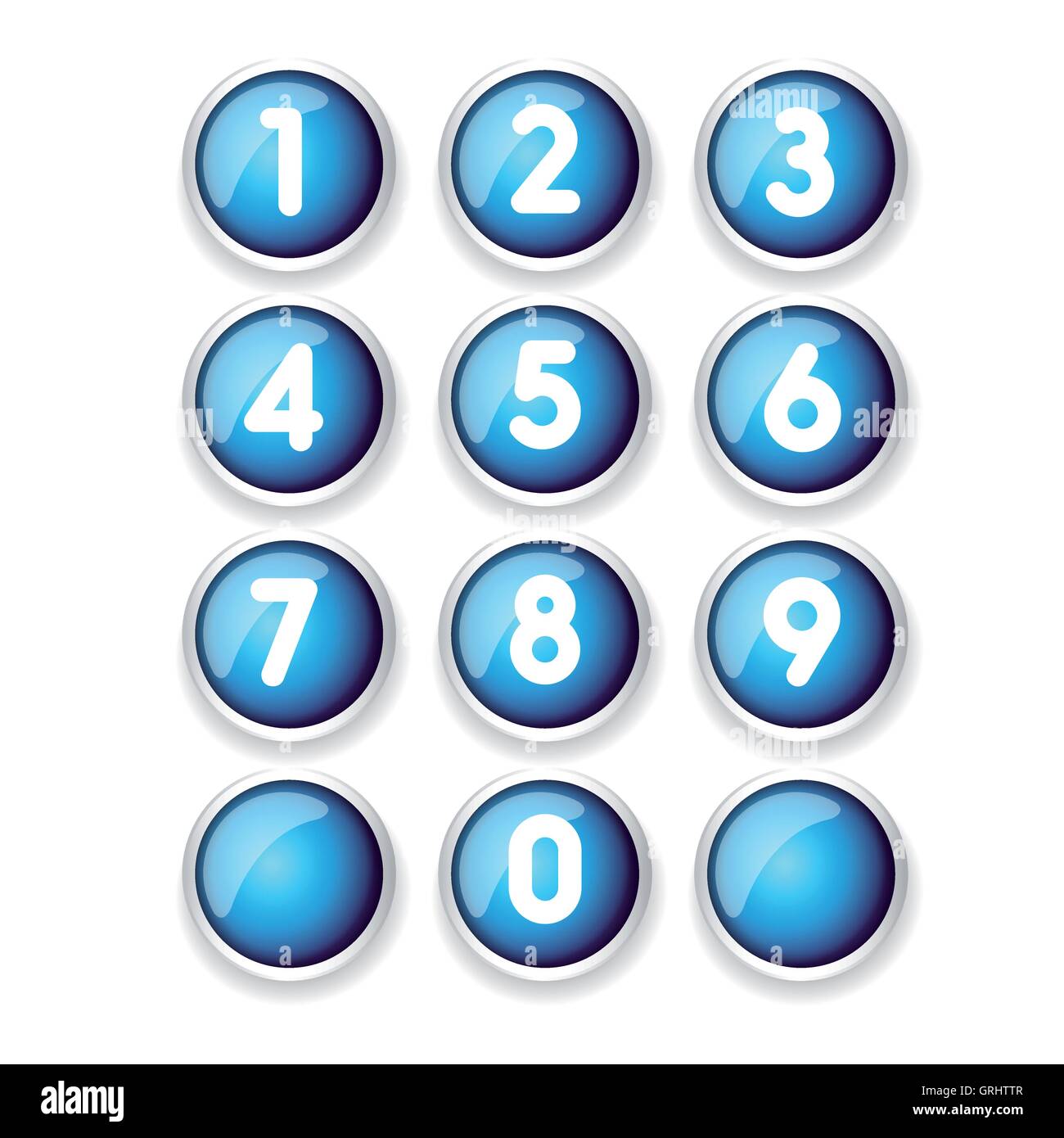 Blue button number set vector Stock Vector