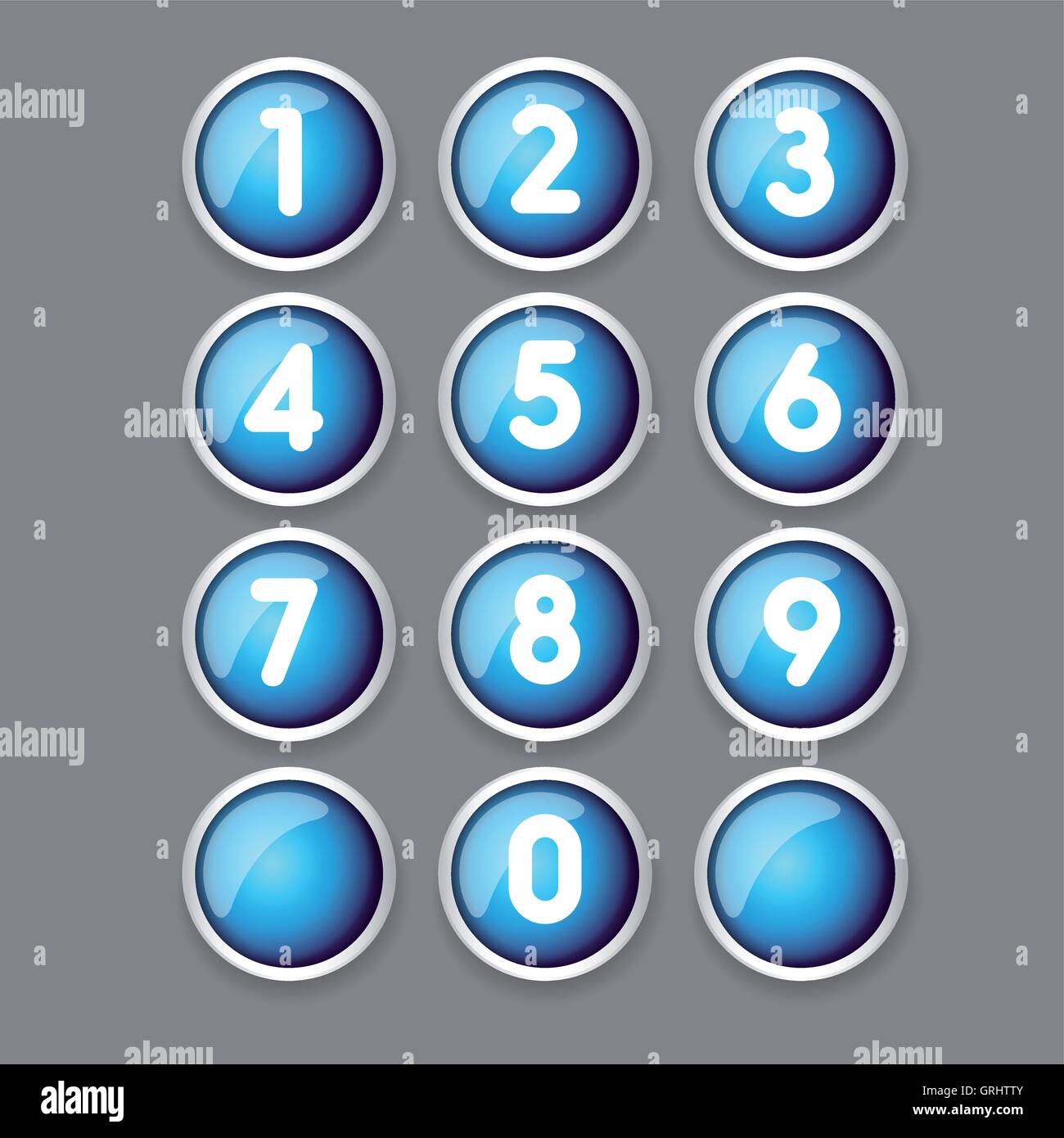 Blue button number set vector Stock Vector