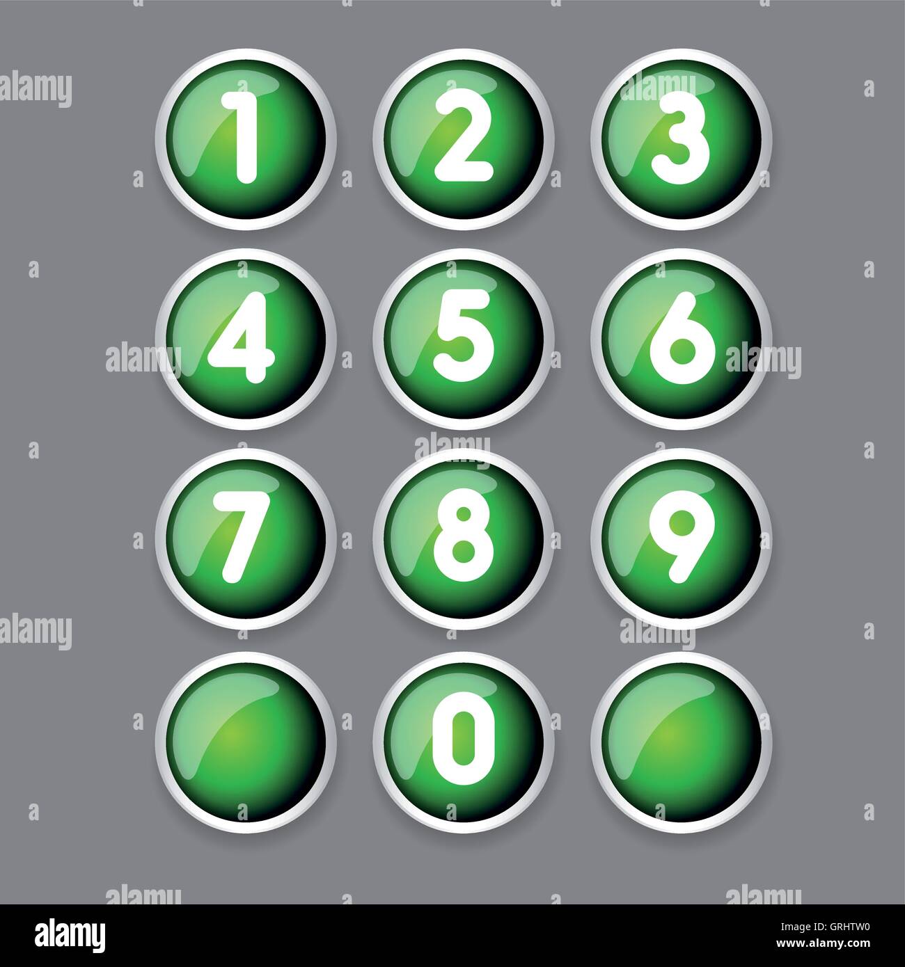 Green button number set vector Stock Vector