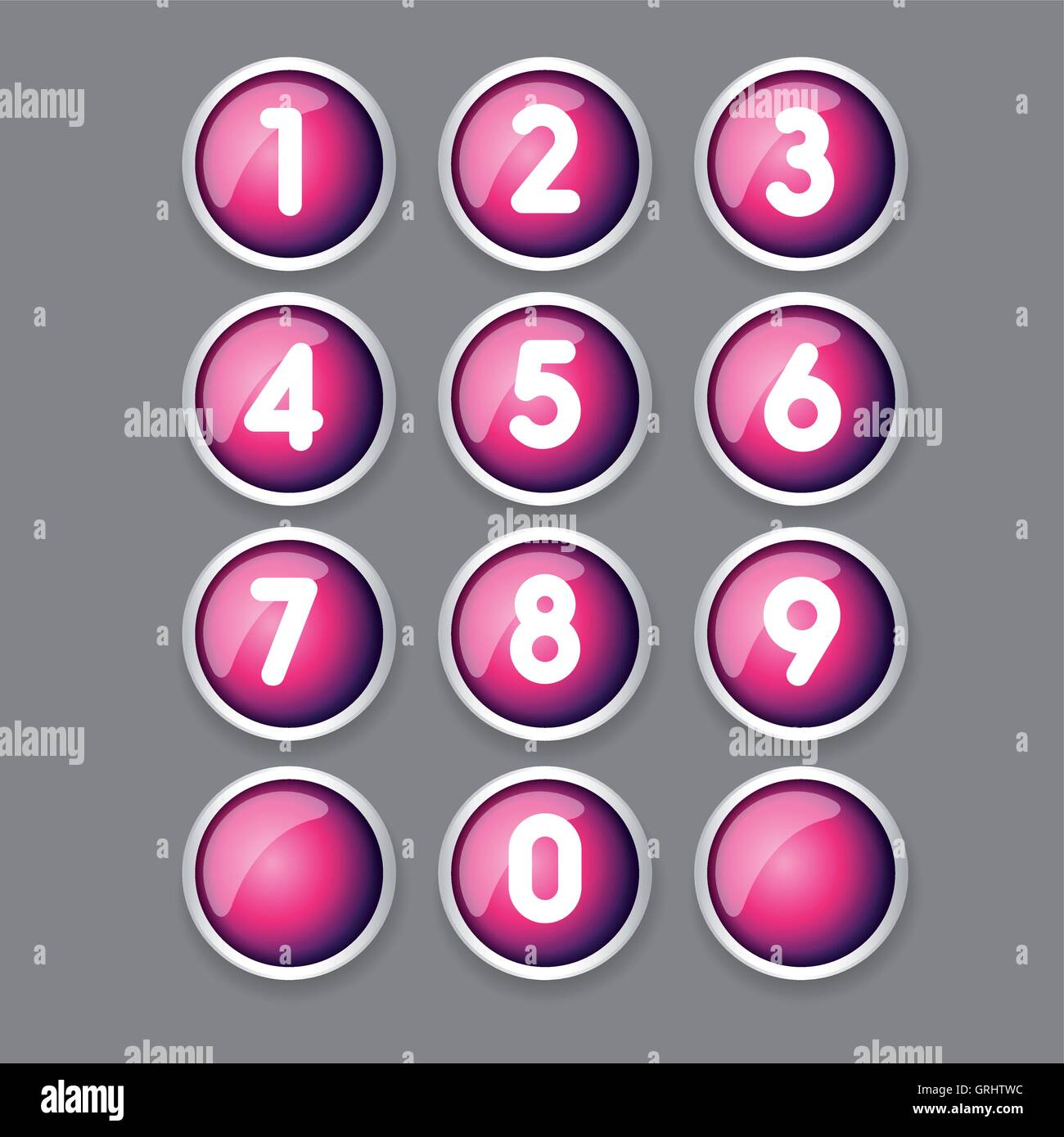 Red button number set vector Stock Vector