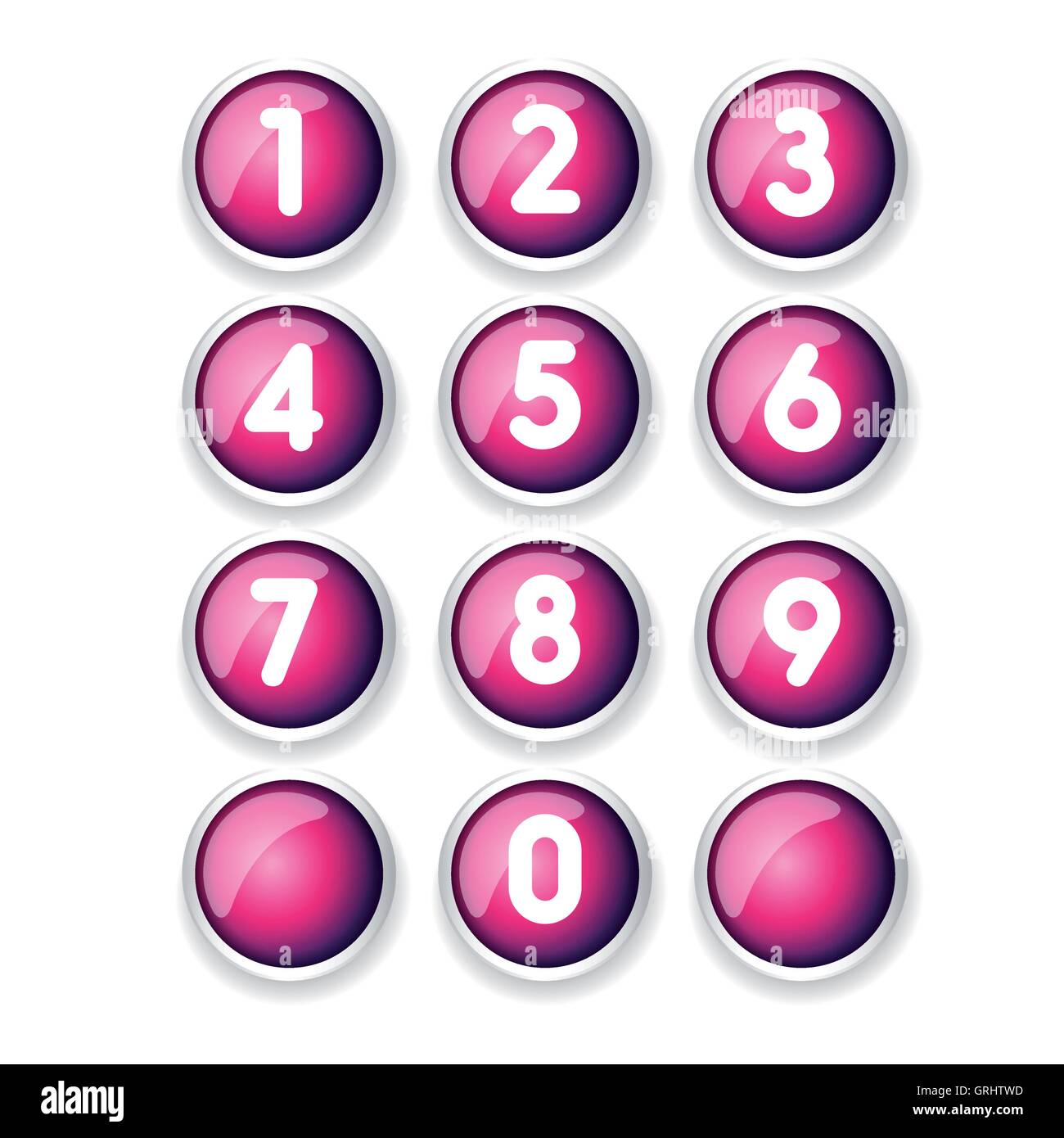 Red button number set vector Stock Vector