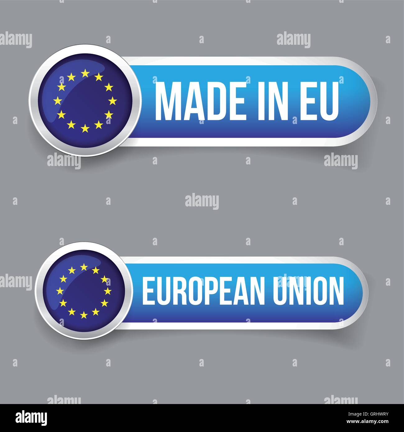 EU flag button and Made in EU button Stock Vector