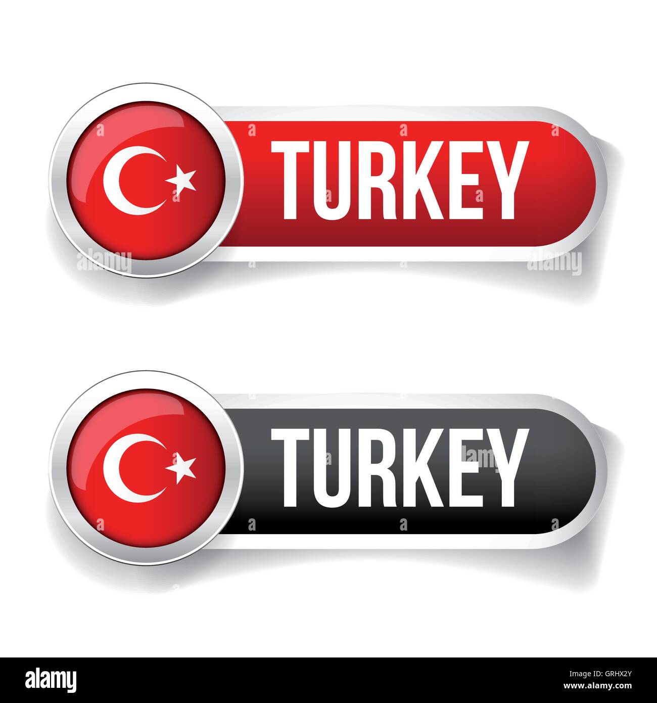 Turkey Flag button set Stock Vector