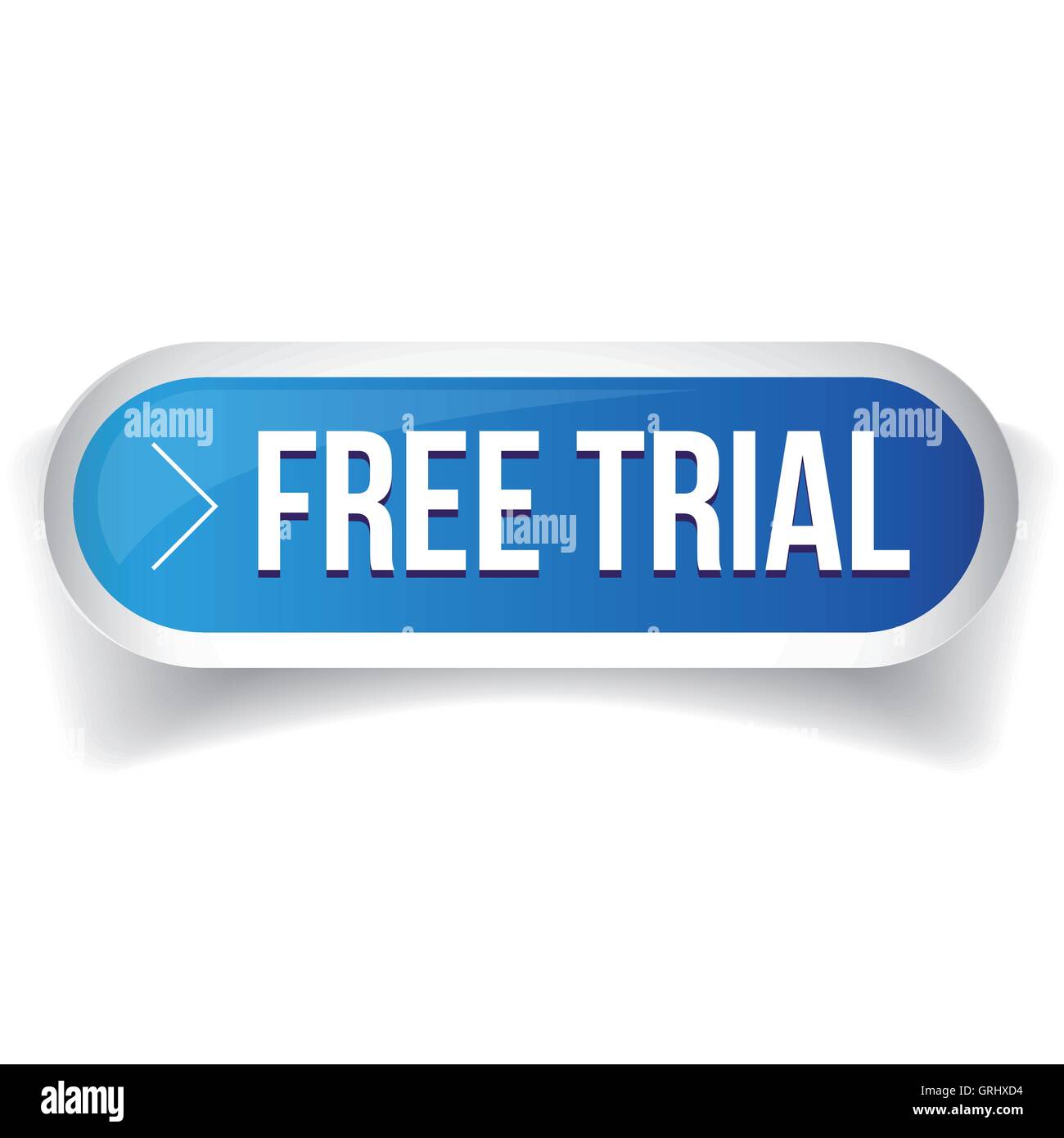 Free trial blue 3d realistic square isolated button Stock Vector