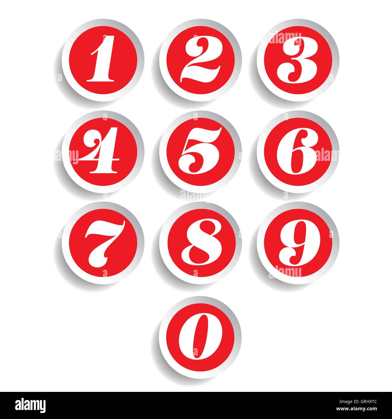 Number set sticker vector red Stock Vector Image & Art - Alamy