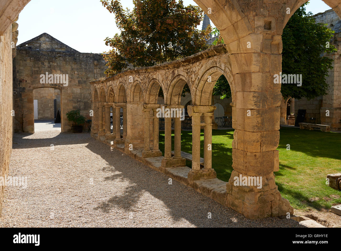 Cloister of Cordeliers Convent, in Saint Emilion, town listed as World Heritage by UNESCO Libourne district, Gironde department, Stock Photo