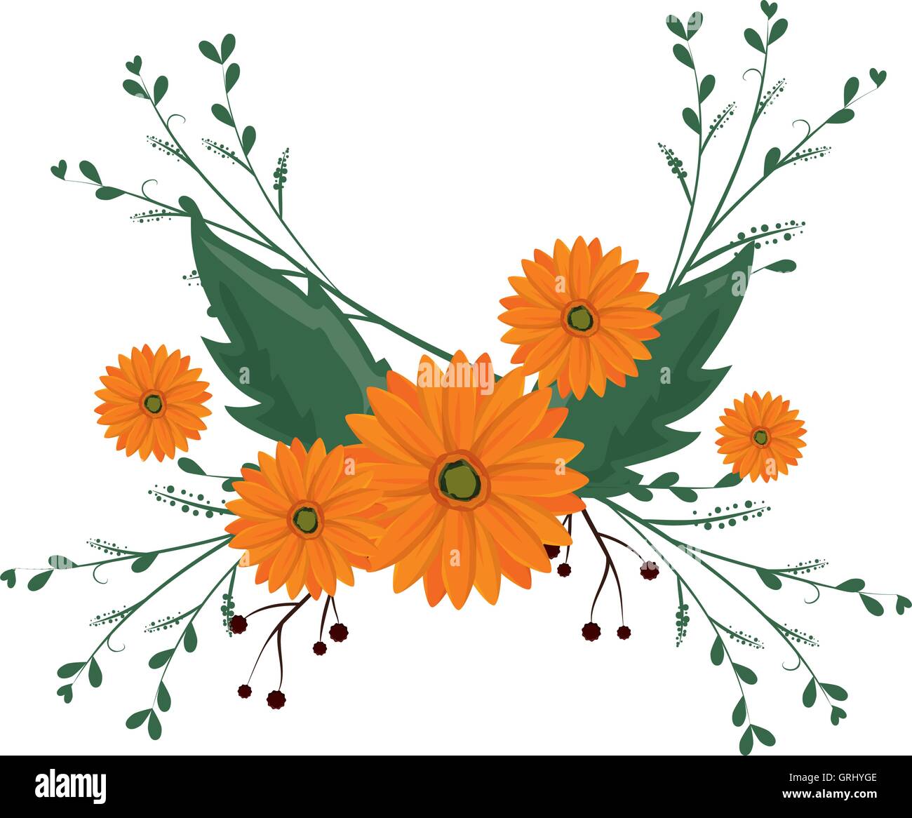 floral flowers with green leaves Stock Vector Image & Art - Alamy
