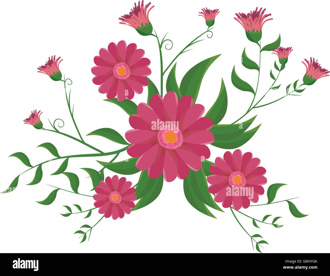 floral flowers with green leaves Stock Vector Image & Art - Alamy