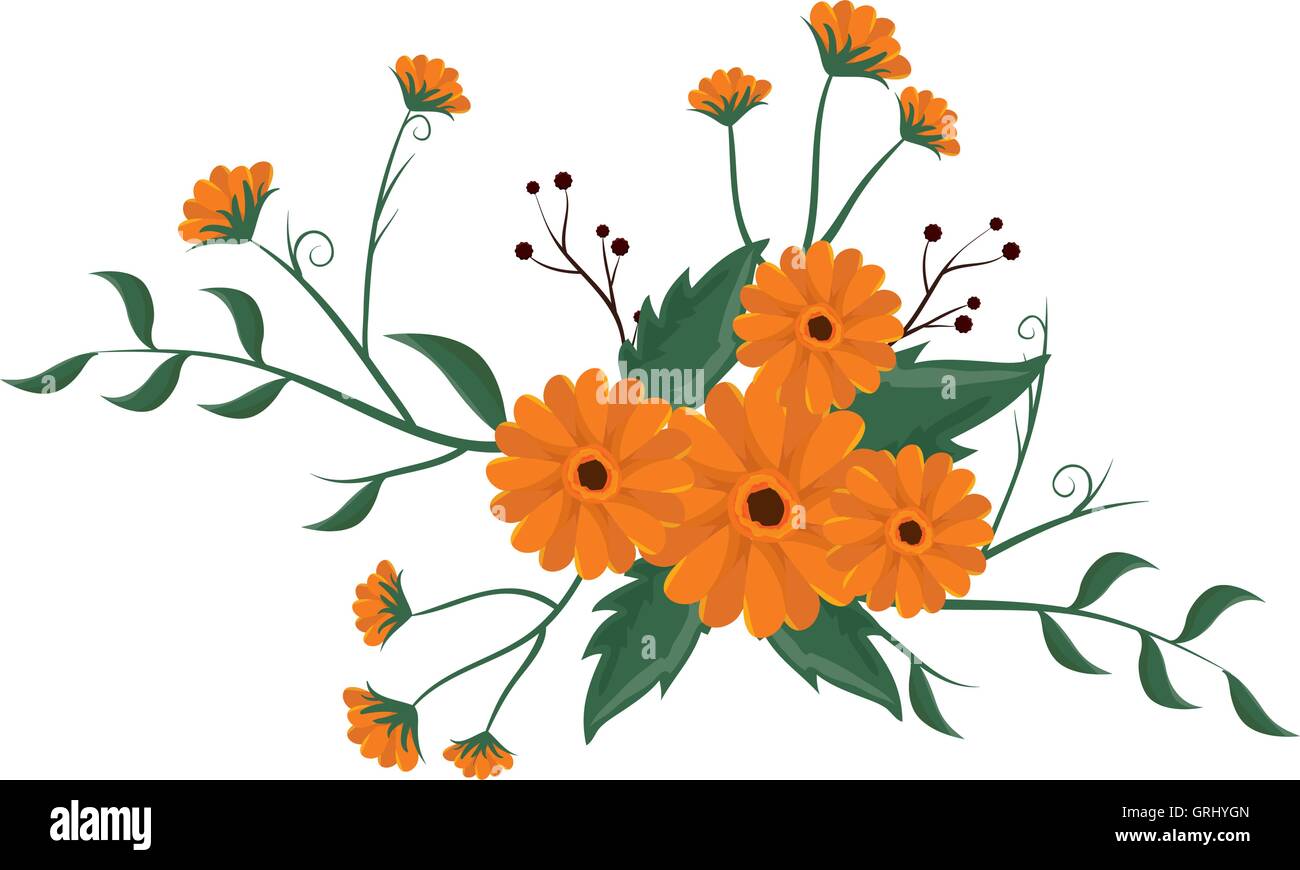 floral flowers with green leaves Stock Vector Image & Art - Alamy