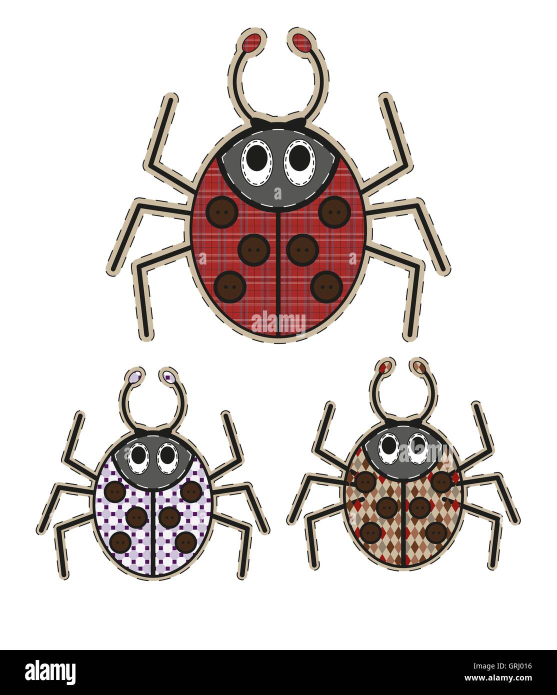 Cute cartoon spider in flat design for greeting card, invitation and logo with fabric texture. Vector Stock Vector