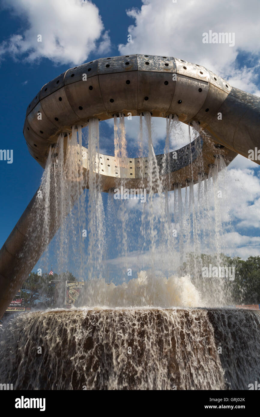 Detroit, Michigan - The Dodge Fountain in Hart Plaza, designed by Isamu Noguchi. Stock Photo