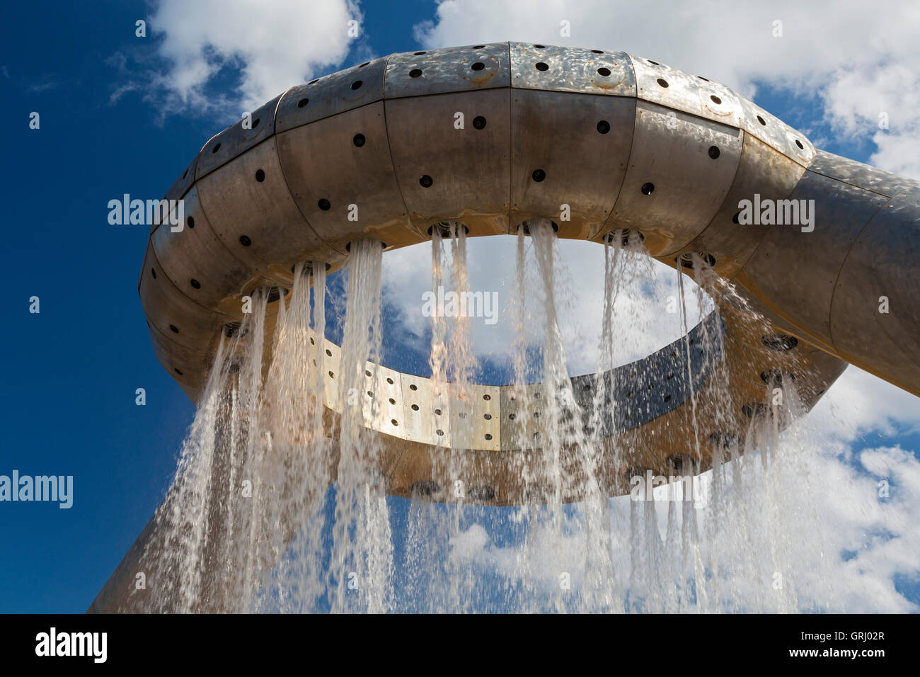 Detroit, Michigan - The Dodge Fountain in Hart Plaza, designed by Isamu Noguchi. Stock Photo