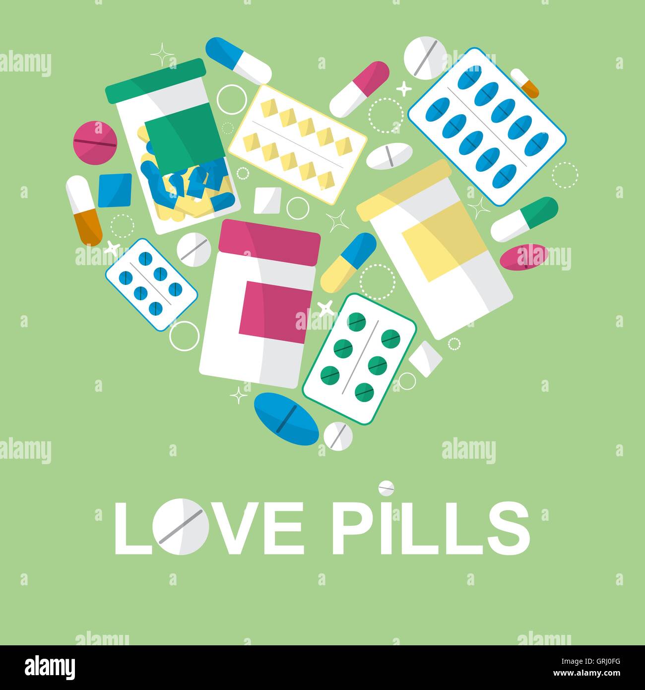 Set of pills in the form heart for your advertising. Vector Stock Vector
