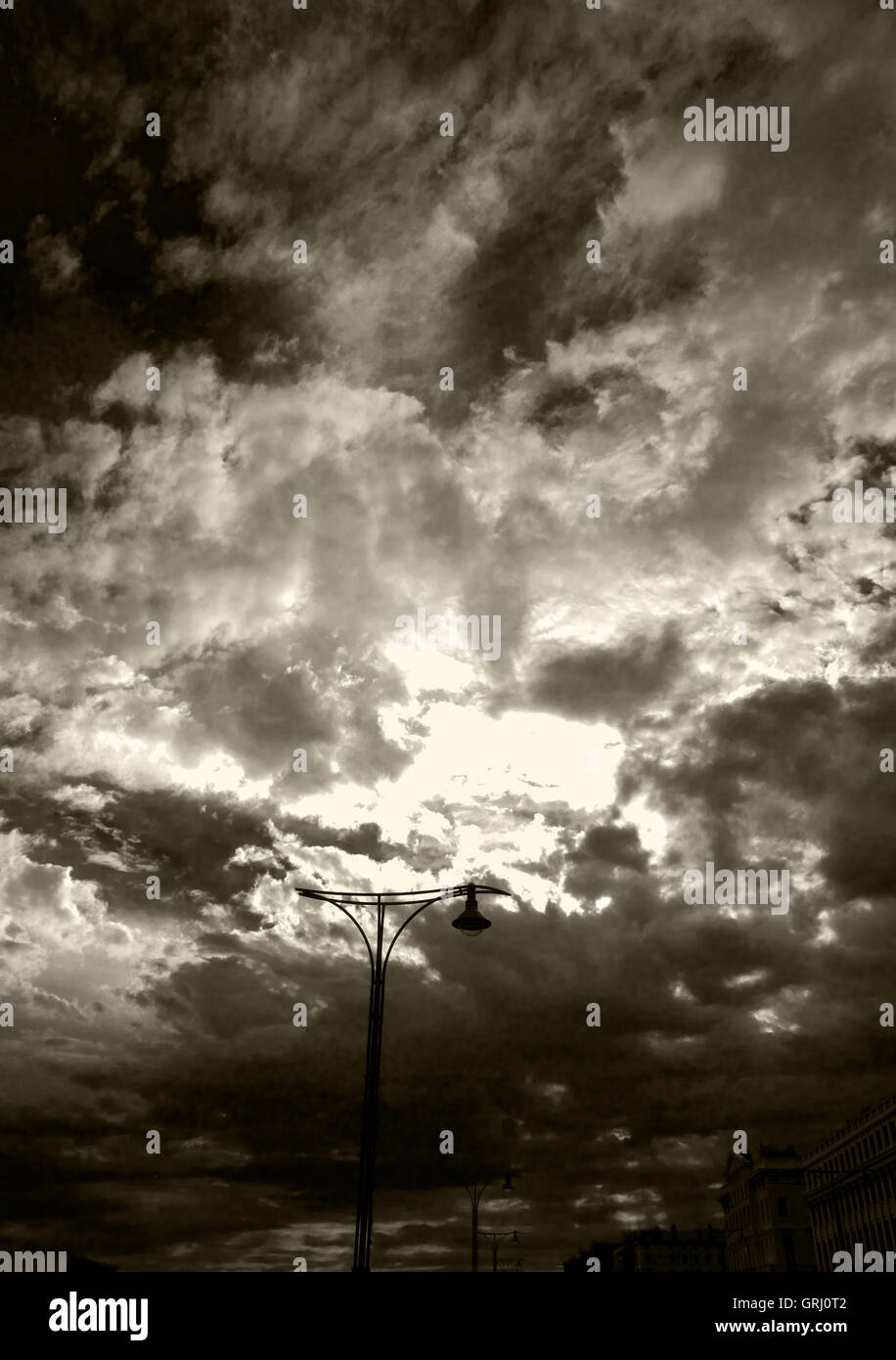 dramatic black and white sky, clouds, thunder, rain clouds, Stock Photo