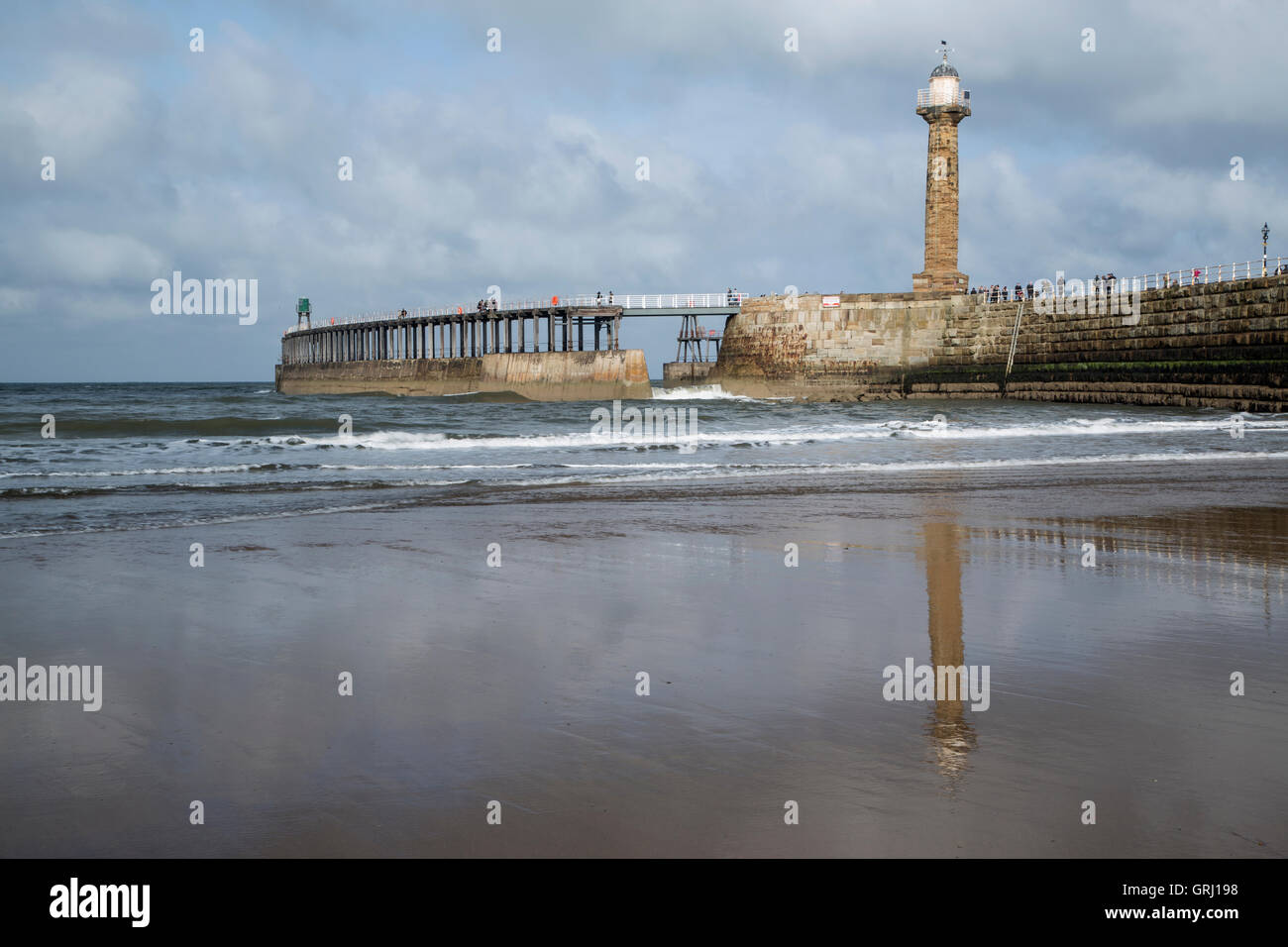 view of harbour mouth, River Esk, Whitby, North Yorkshire, England Stock Photo