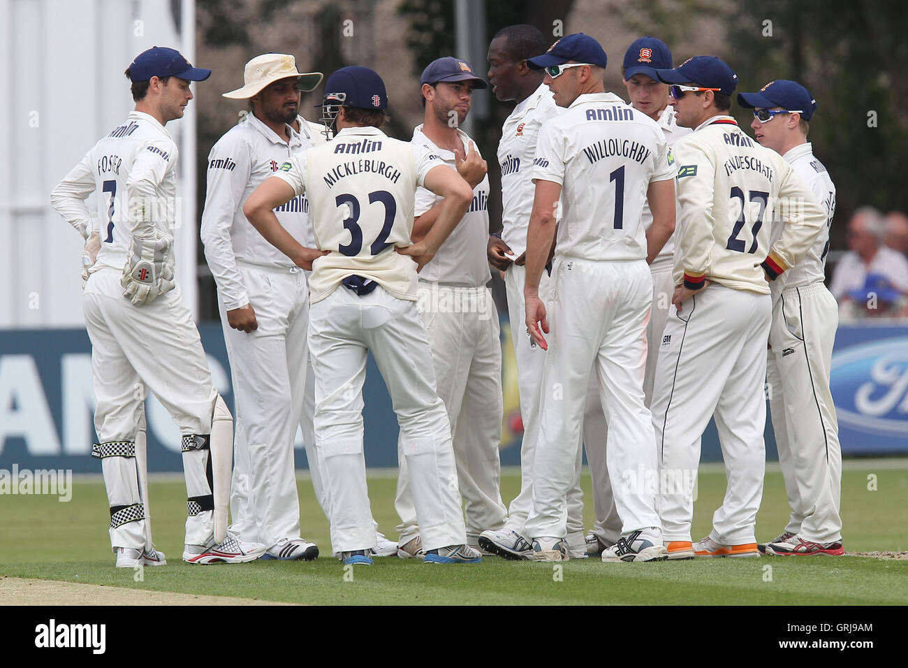 Essex players celebrate the wicket of Nick James - Essex CCC vs Glamorgan CCC - LV County Championship Division Two Cricket at the Castle Park, Colchester - 15/08/12 Stock Photo