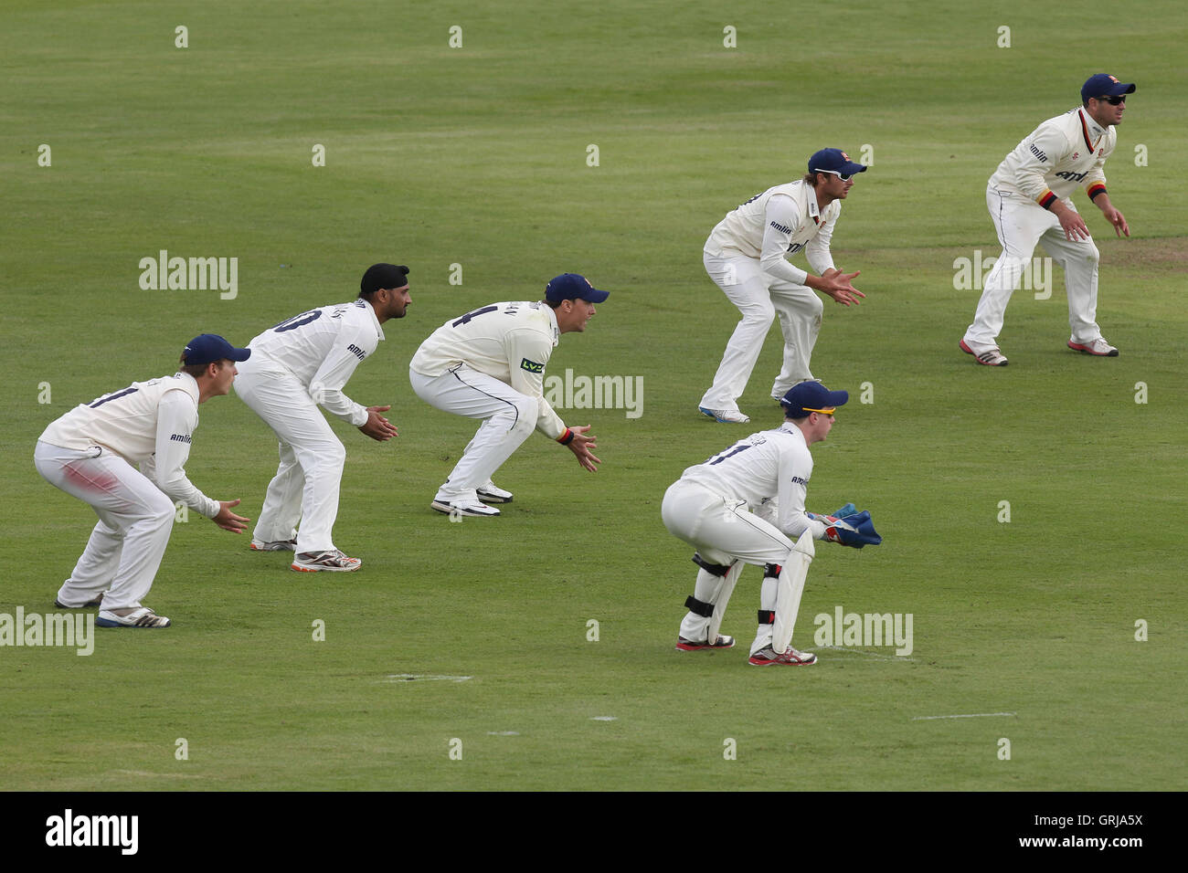 The Essex slip fielders await a delivery Essex CCC vs Hampshire CCC