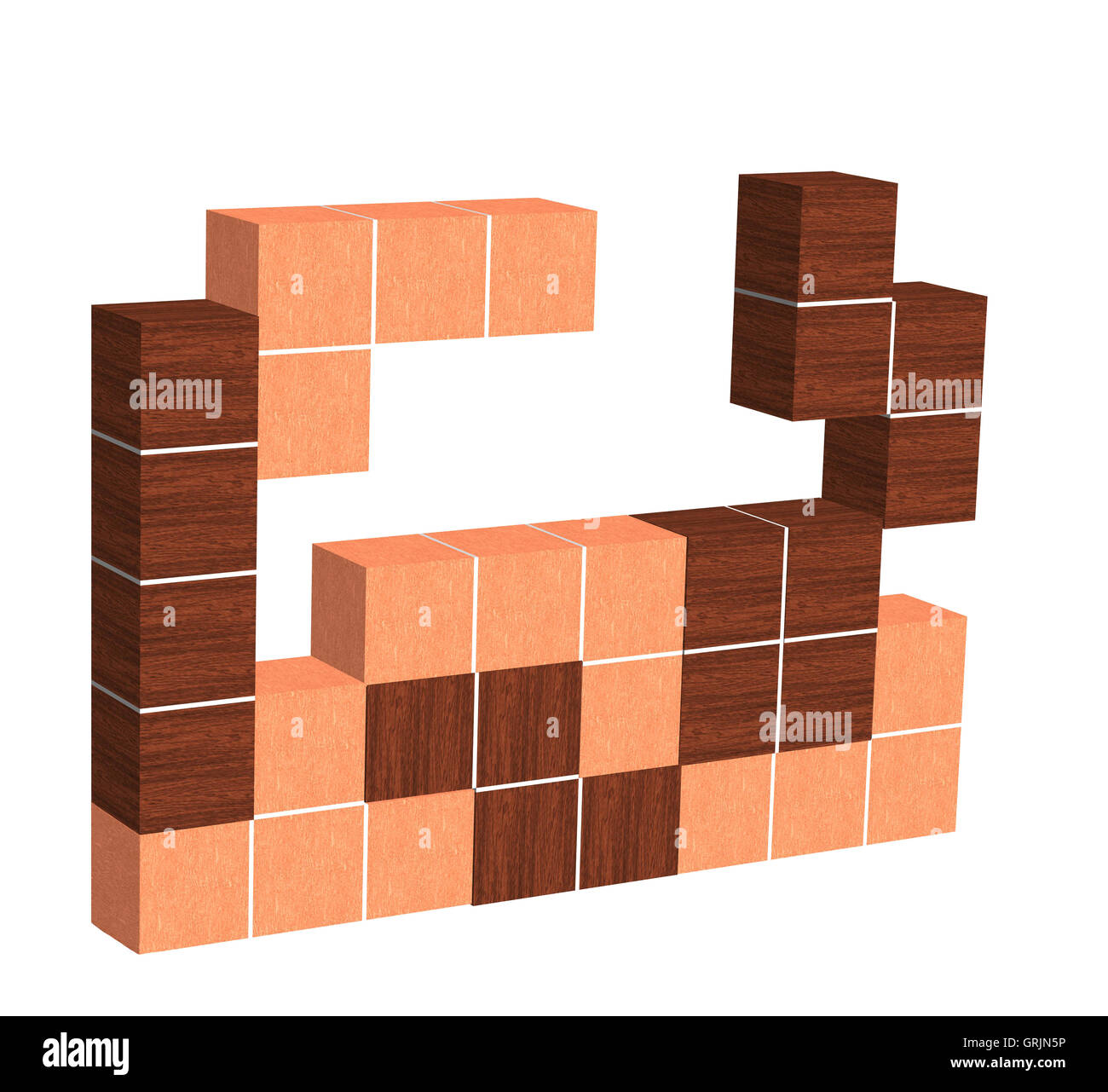 tetris game 3D wooden cubes Stock Photo