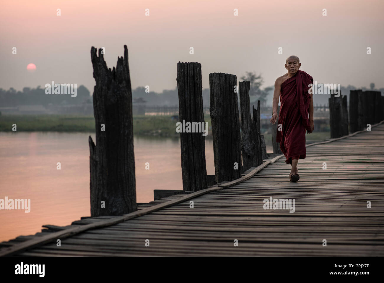 Buddhist monk walks hi-res stock photography and images - Alamy